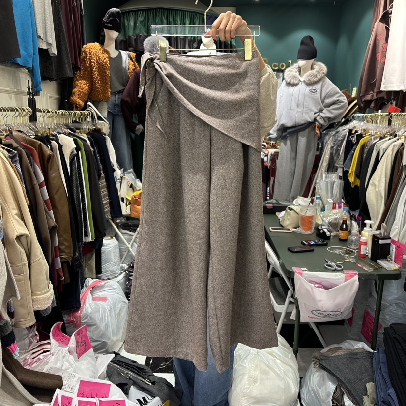 3COLOR東大門㊣代購女士新品真品裙褲人字紋Three color裙褲圖色2