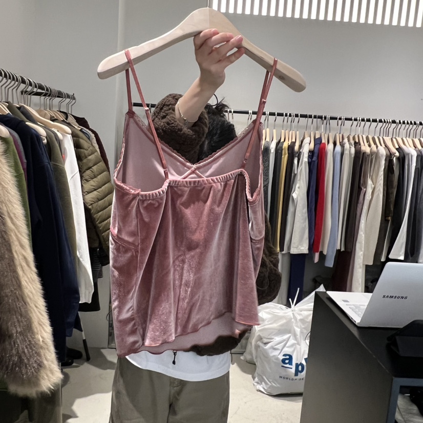 PLATE東大門㊣直郵女士新品25秋冬熱賣推薦真品吊帶背心絲絨PLATE吊帶/背心