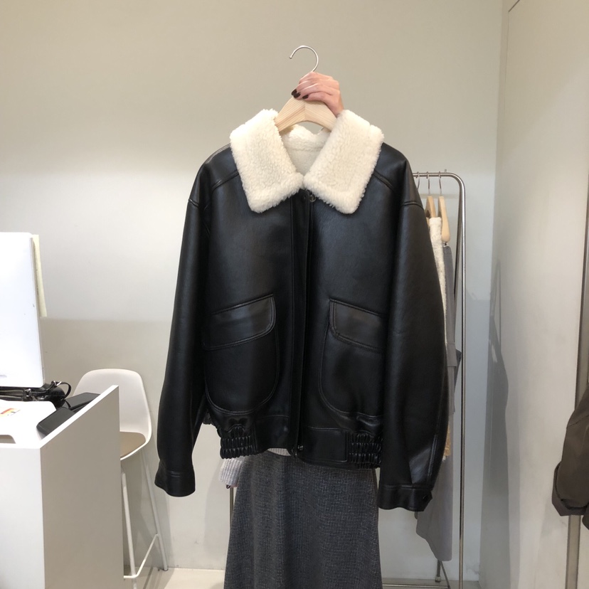 OUTRENE韓國直郵㊣女士新款推薦職業人氣25秋冬休閑夾克皮革OUTRENE夾克圖色1