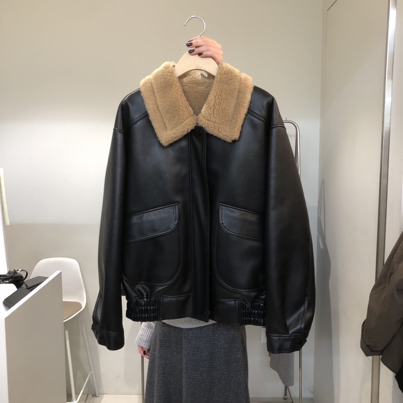 OUTRENE韓國直郵㊣女士新款推薦職業人氣25秋冬休閑夾克皮革OUTRENE夾克圖色2