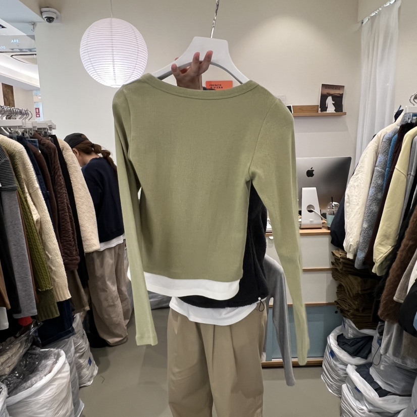 ARE東大門㊣代購女裝新品人氣推薦休閑時尚真品長袖T恤紐扣ARE YOU/ARE長袖T恤