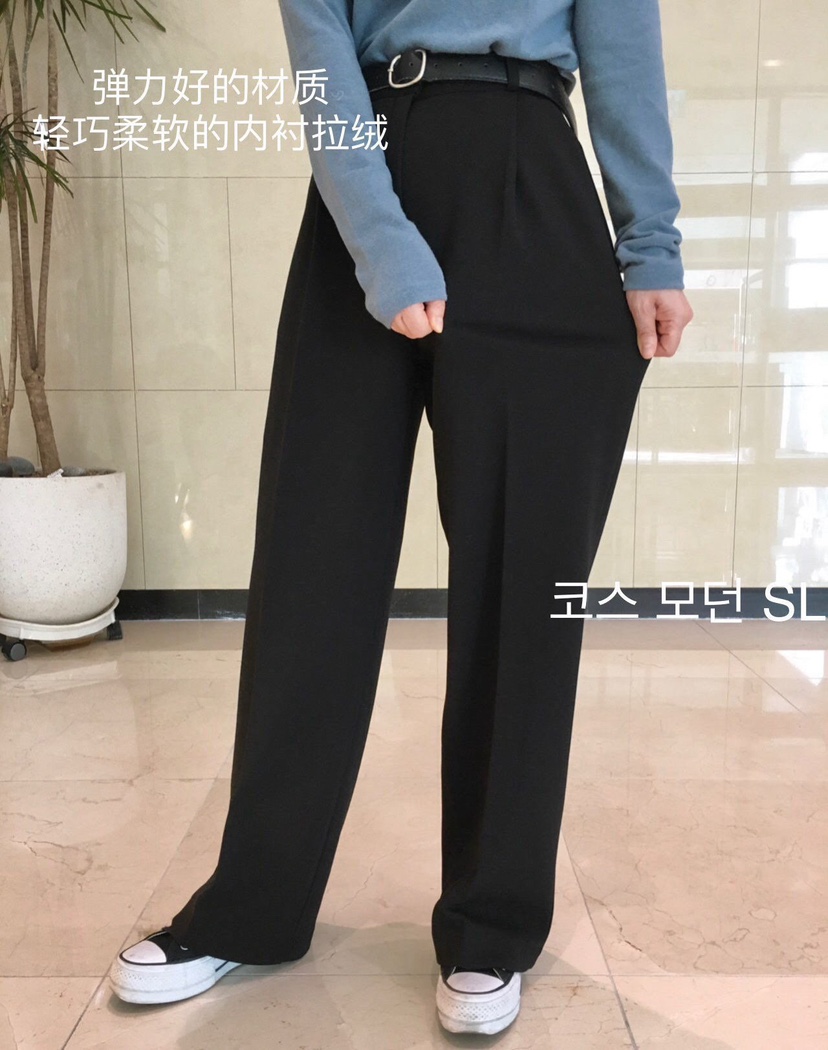 BUT東大門㊣代購女士新款25秋冬時尚真品休閑褲不含腰帶加絨button休閑褲圖色1