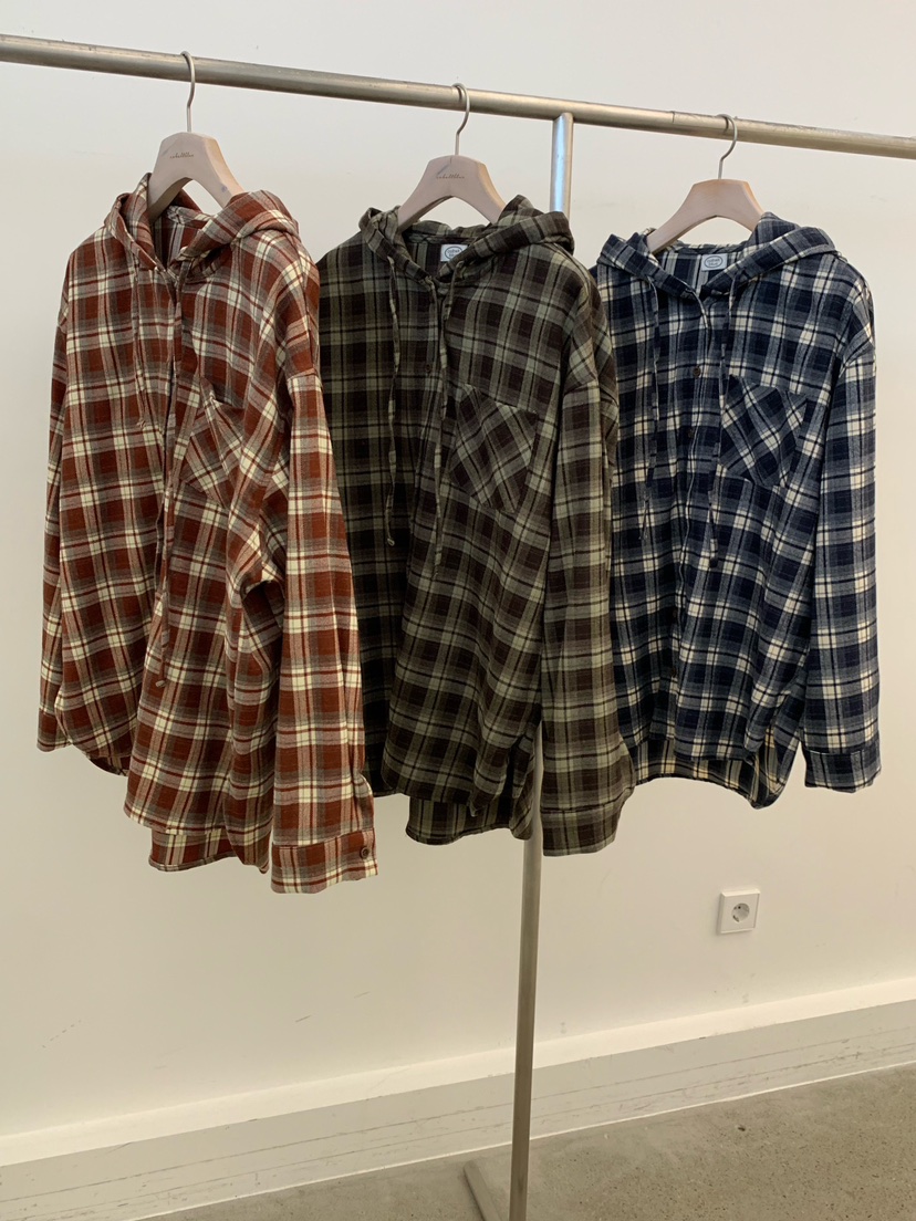 COBALT BLUE東大門㊣代購女士新款25秋冬襯衫蕾絲衫連帽衫格子COBALT BLUE襯衫/蕾絲衫