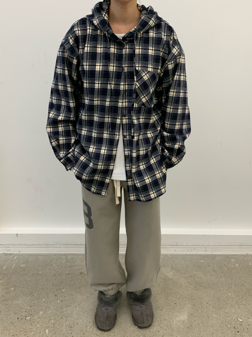 COBALT BLUE東大門㊣代購女士新款25秋冬襯衫蕾絲衫連帽衫格子COBALT BLUE襯衫/蕾絲衫