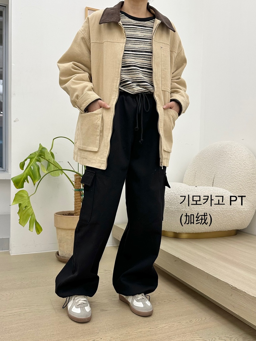 BUT東大門㊣直郵女士新品時尚熱賣25秋冬休閑褲工裝褲加絨抓絨button休閑褲