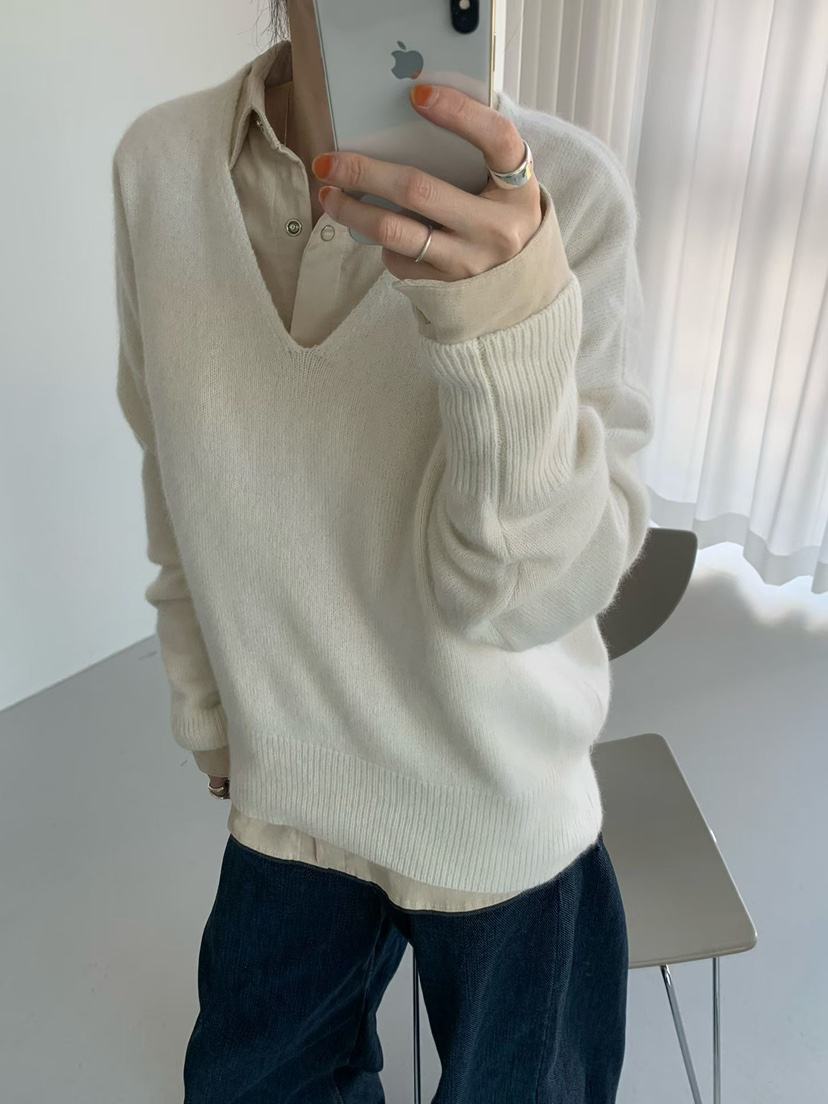 TAF東大門㊣直郵女裝新款真品推薦熱賣職業休閑針織衫V領浣熊TAF針織衫