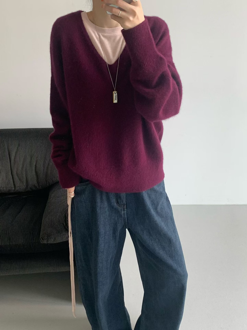 TAF東大門㊣直郵女裝新款真品推薦熱賣職業休閑針織衫V領浣熊TAF針織衫