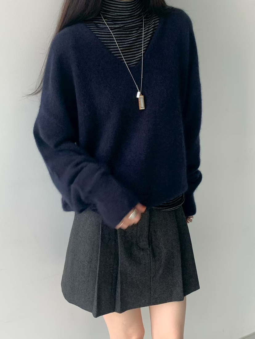 TAF東大門㊣直郵女裝新款真品推薦熱賣職業休閑針織衫V領浣熊TAF針織衫