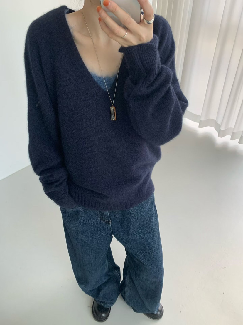 TAF東大門㊣直郵女裝新款真品推薦熱賣職業休閑針織衫V領浣熊TAF針織衫