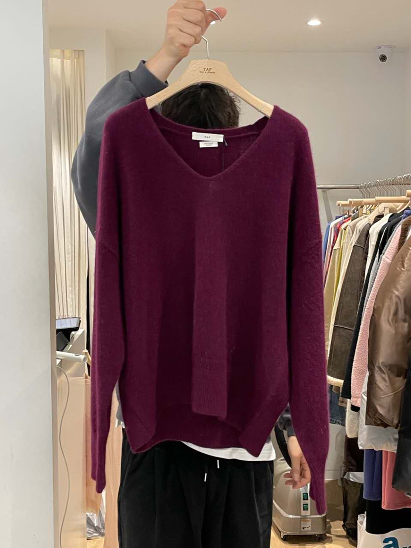TAF東大門㊣直郵女裝新款真品推薦熱賣職業休閑針織衫V領浣熊TAF針織衫圖色2