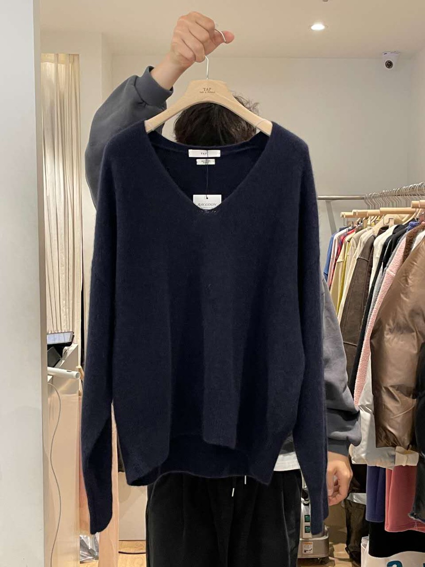 TAF東大門㊣直郵女裝新款真品推薦熱賣職業休閑針織衫V領浣熊TAF針織衫圖色4