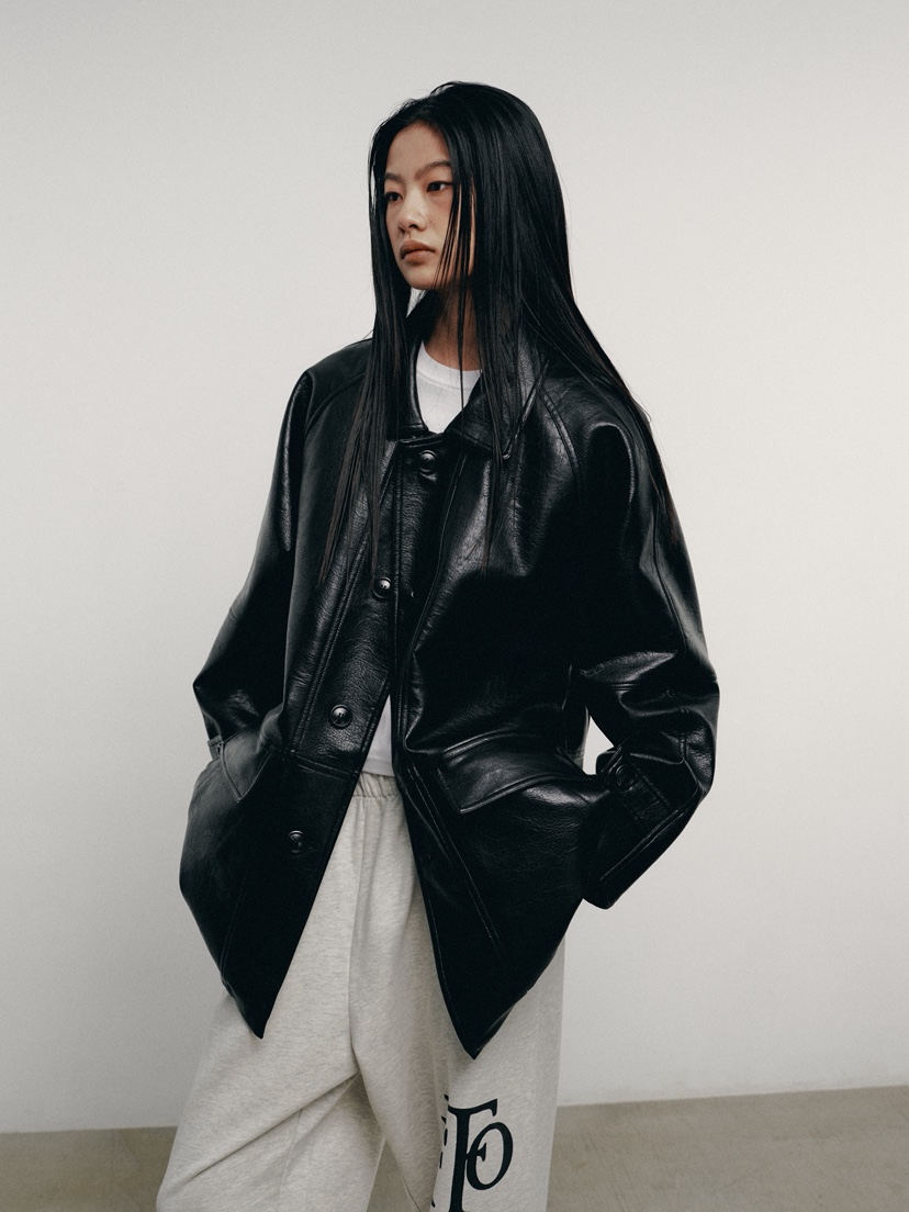 FIFO東大門㊣實拍女裝新款25秋冬真品人氣職業休閑推薦皮衣FIFO皮衣