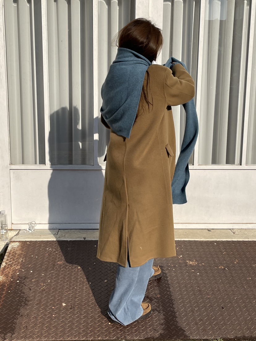 WATER/RIVER韓國代購㊣女士新品職業25秋冬中長款大衣羊絨WATER/RIVER中長款大衣