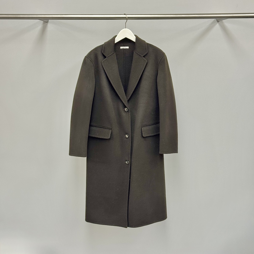 WATER/RIVER韓國代購㊣女士新品職業25秋冬中長款大衣羊絨WATER/RIVER中長款大衣圖色3