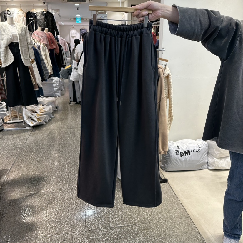 CELINA東大門㊣直郵女裝新款真品職業熱賣休閑褲加絨羊毛開衩CELI_NA休閑褲圖色2墨色