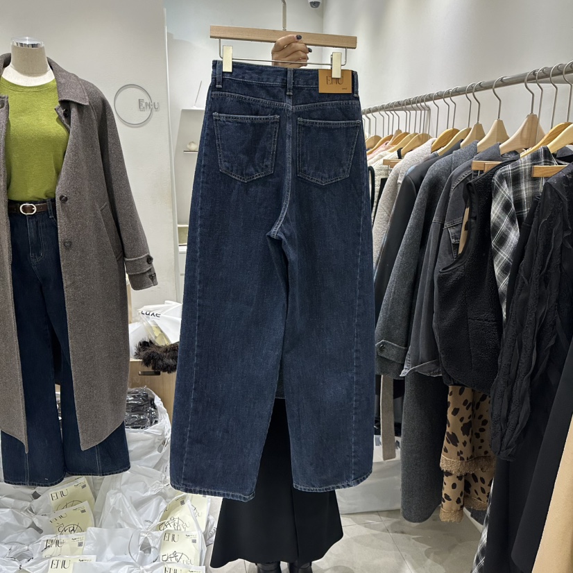 EN.U韓國直郵㊣女裝新品職業推薦人氣25秋冬真品牛仔褲加絨EN.U牛仔褲