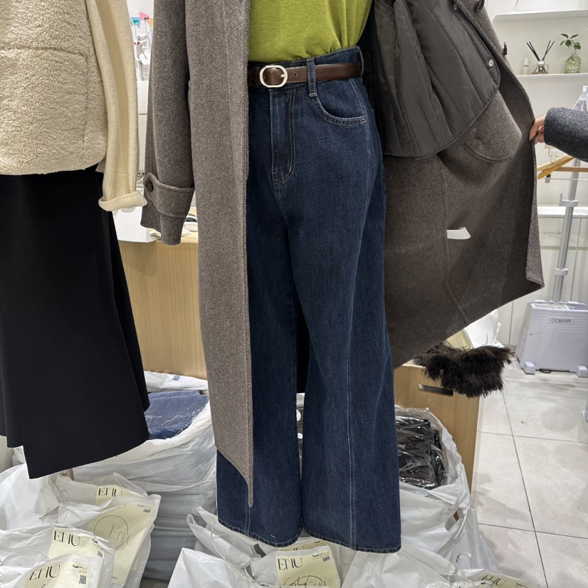 EN.U韓國直郵㊣女裝新品職業推薦人氣25秋冬真品牛仔褲加絨EN.U牛仔褲