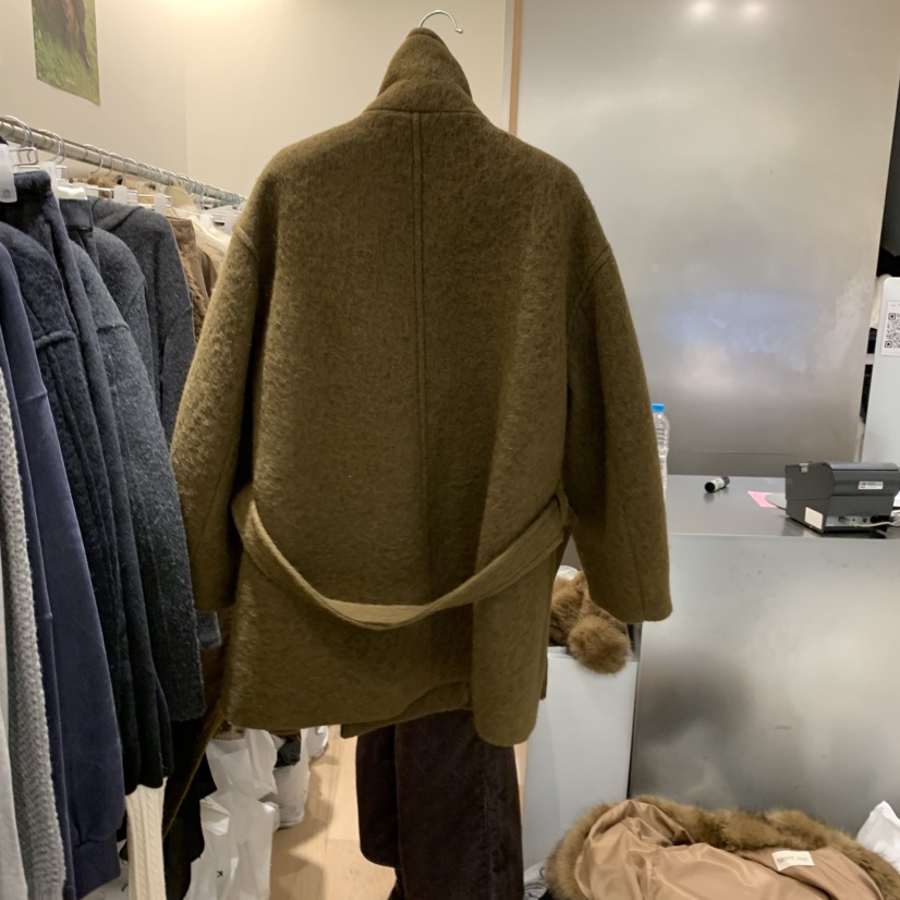 MEET ME東大門㊣直郵女裝新款真品熱賣短款大衣含腰帶羊駝MEET ME短款大衣