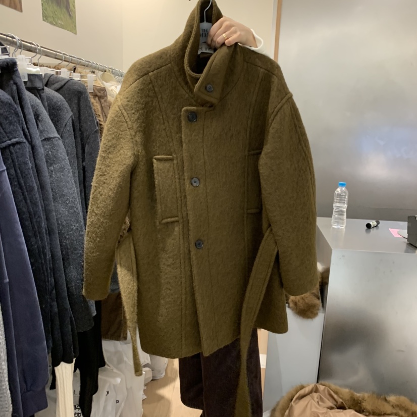 MEET ME東大門㊣直郵女裝新款真品熱賣短款大衣含腰帶羊駝MEET ME短款大衣圖色2