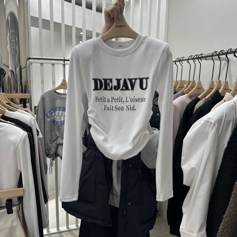 VENEFIT韓國代購㊣女裝新品真品職業熱賣推薦休閑25秋冬長袖T恤VENEFIT/JENNIE長袖T恤圖色1