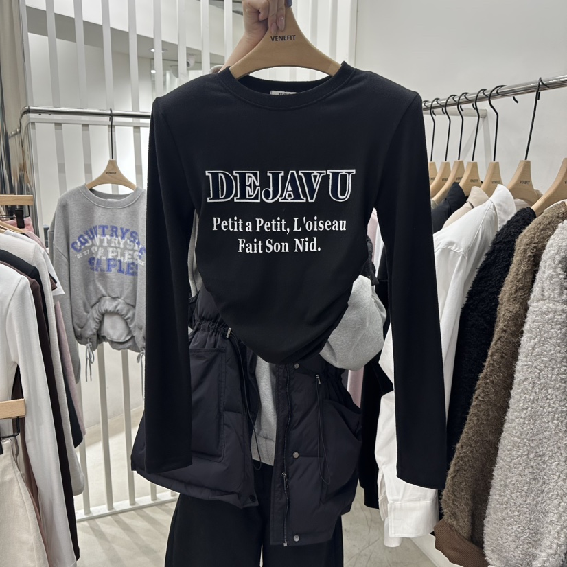 VENEFIT韓國代購㊣女裝新品真品職業熱賣推薦休閑25秋冬長袖T恤VENEFIT/JENNIE長袖T恤圖色4