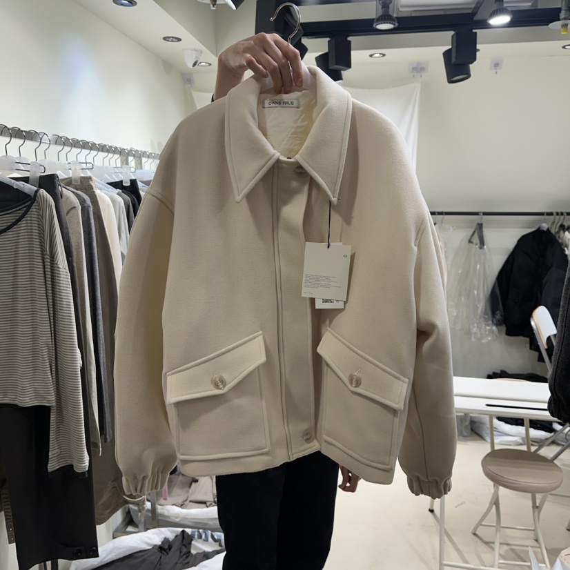 OWNS韓國代購㊣女士新款真品時尚人氣25秋冬推薦職業短款大衣OWNS HAUS短款大衣圖色1