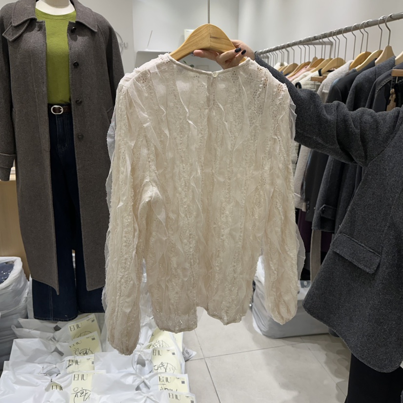 EN.U韓國代購㊣女士新款休閑推薦真品職業熱賣25秋冬襯衫蕾絲衫EN.U襯衫/蕾絲衫
