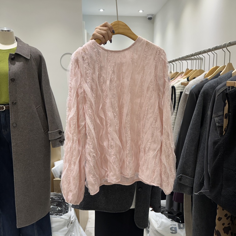 EN.U韓國代購㊣女士新款休閑推薦真品職業熱賣25秋冬襯衫蕾絲衫EN.U襯衫/蕾絲衫圖色2