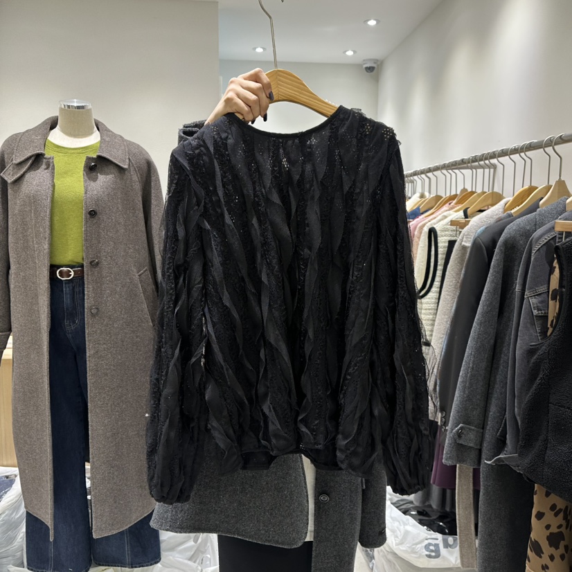 EN.U韓國代購㊣女士新款休閑推薦真品職業熱賣25秋冬襯衫蕾絲衫EN.U襯衫/蕾絲衫圖色3