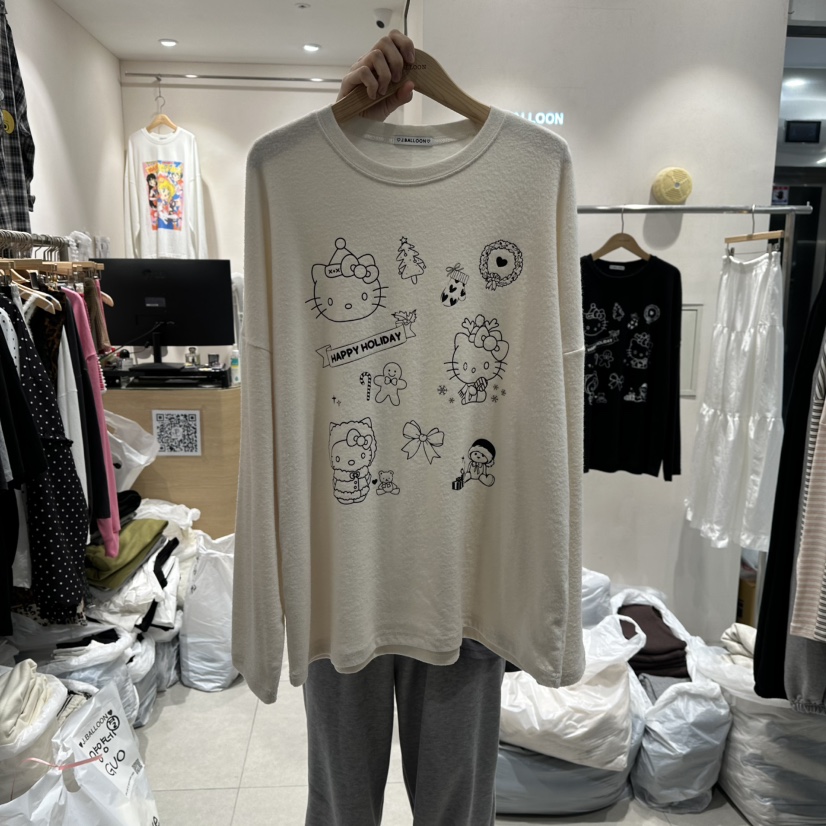 J.BALLOON東大門㊣實拍女士新款25秋冬真品職業推薦長袖T恤J.BALLOON長袖T恤圖色1