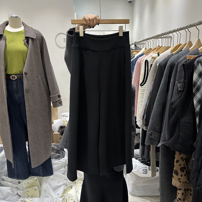 EN.U韓國代購㊣女士新款25秋冬人氣時尚熱賣職業休閑褲抓絨EN.U休閑褲圖色2