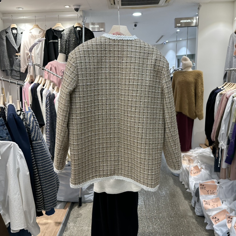 DELLING韓國直郵㊣女士新品真品熱賣25秋冬休閑夾克羊毛花呢DELLING夾克