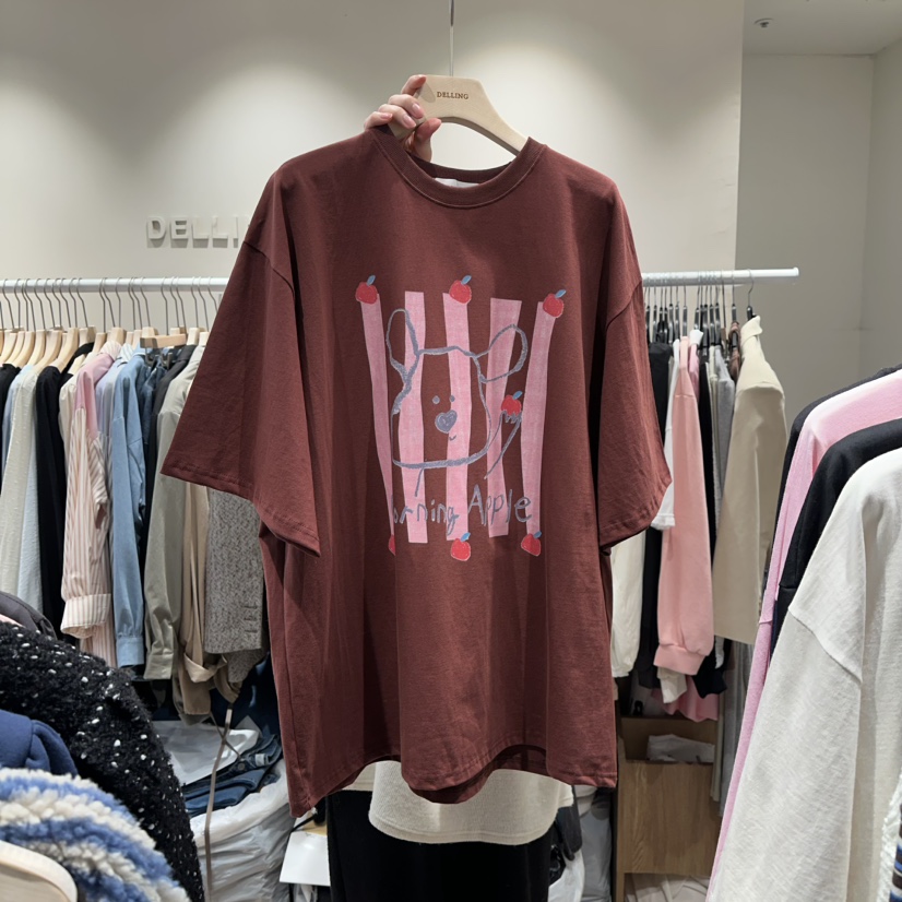 DELLING韓國代購㊣女裝新款休閑人氣真品職業25秋冬熱賣T恤DELLINGT恤圖色2