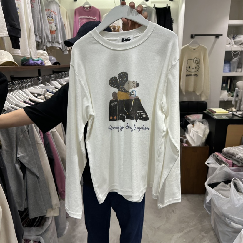 EVE東大門㊣代購女裝新款25秋冬職業真品時尚休閑推薦長袖T恤EVE長袖T恤圖色1