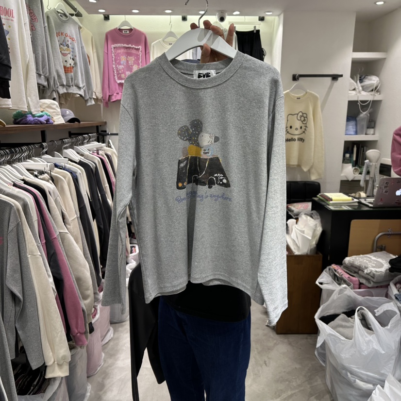 EVE東大門㊣代購女裝新款25秋冬職業真品時尚休閑推薦長袖T恤EVE長袖T恤圖色2