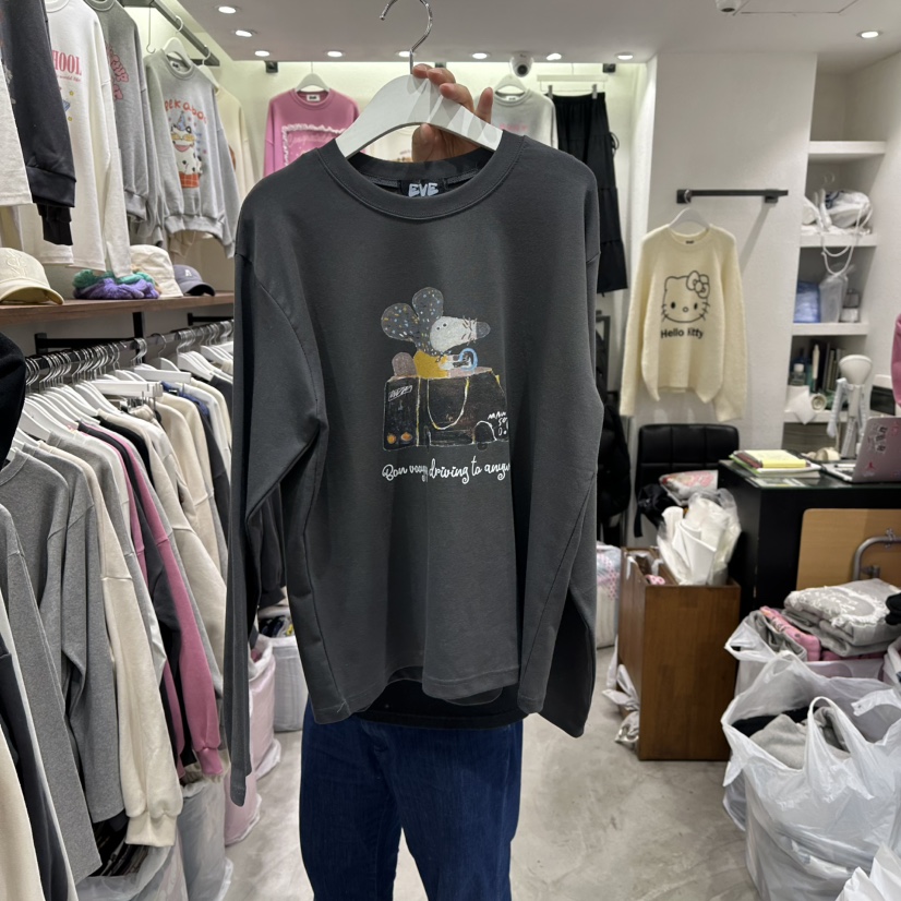 EVE東大門㊣代購女裝新款25秋冬職業真品時尚休閑推薦長袖T恤EVE長袖T恤圖色3