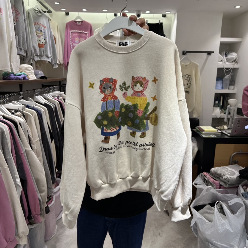 EVE東大門㊣實拍女裝新品熱賣休閑25秋冬真品推薦人氣衛衣加絨EVE衛衣圖色1