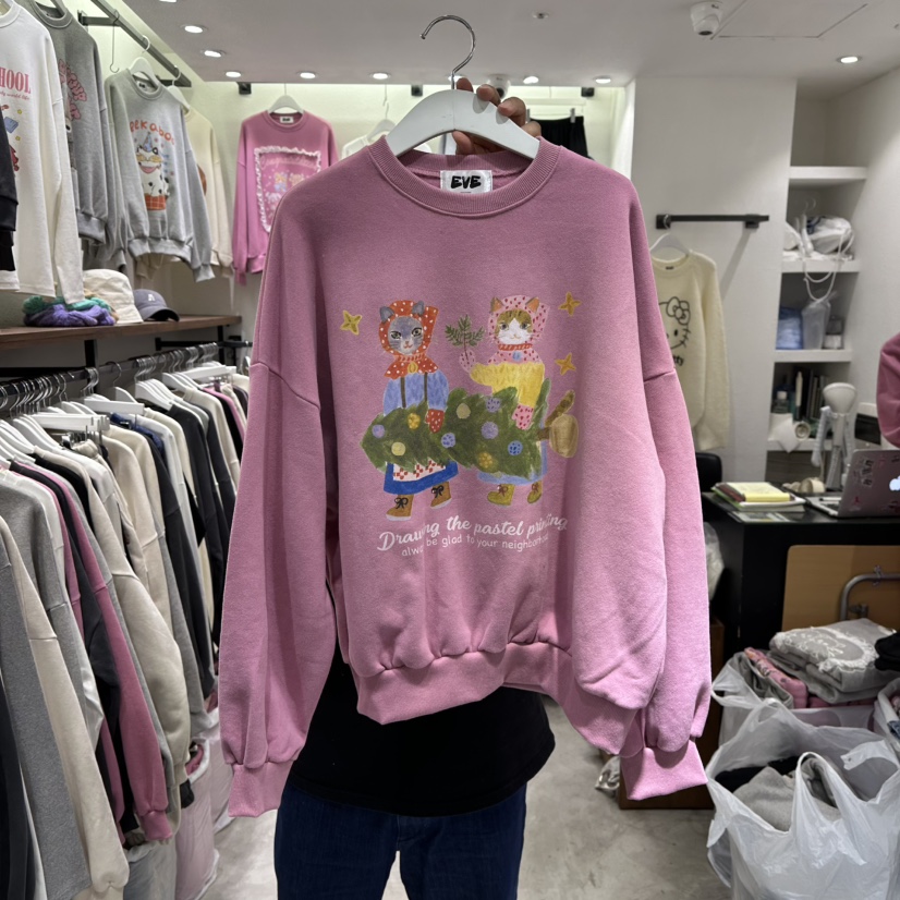 EVE東大門㊣實拍女裝新品熱賣休閑25秋冬真品推薦人氣衛衣加絨EVE衛衣圖色2