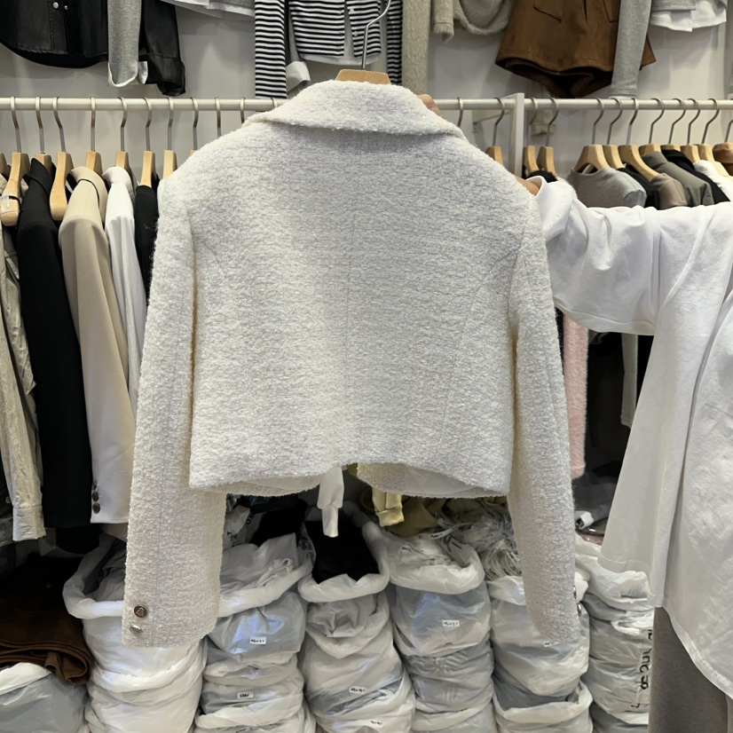 Q C東大門㊣實拍女士新品熱賣25秋冬真品職業夾克粗花呢格紋Republlc of qc夾克