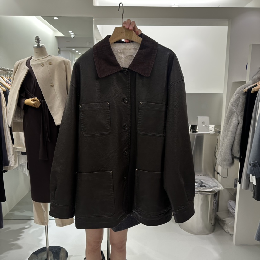 AHOY韓國代購㊣女裝新款推薦熱賣25秋冬人氣時尚職業真品夾克AHOY夾克圖色2咖色