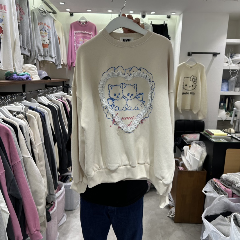 EVE東大門㊣實拍女裝新款推薦25秋冬真品熱賣休閑人氣衛衣加絨EVE衛衣圖色1