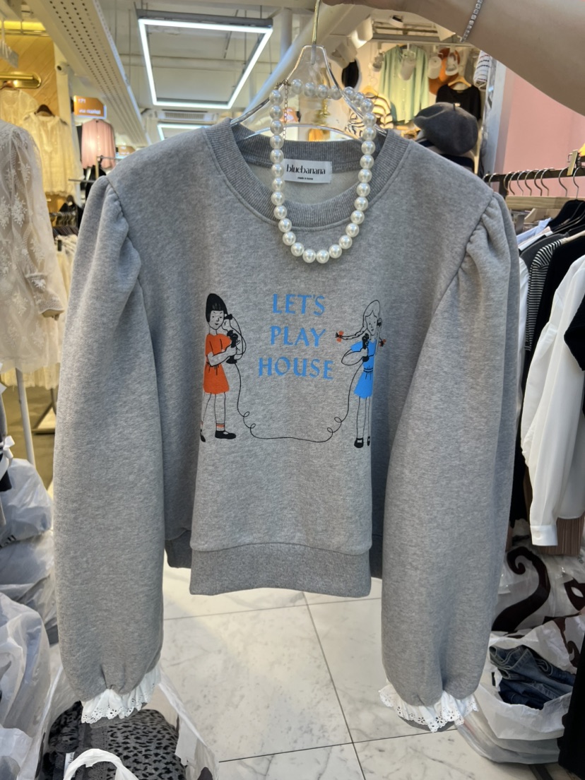 BLUE BANANA韓國直郵㊣女裝新款時尚25秋冬真品衛衣不含項鏈BLUE BANANA衛衣圖色1