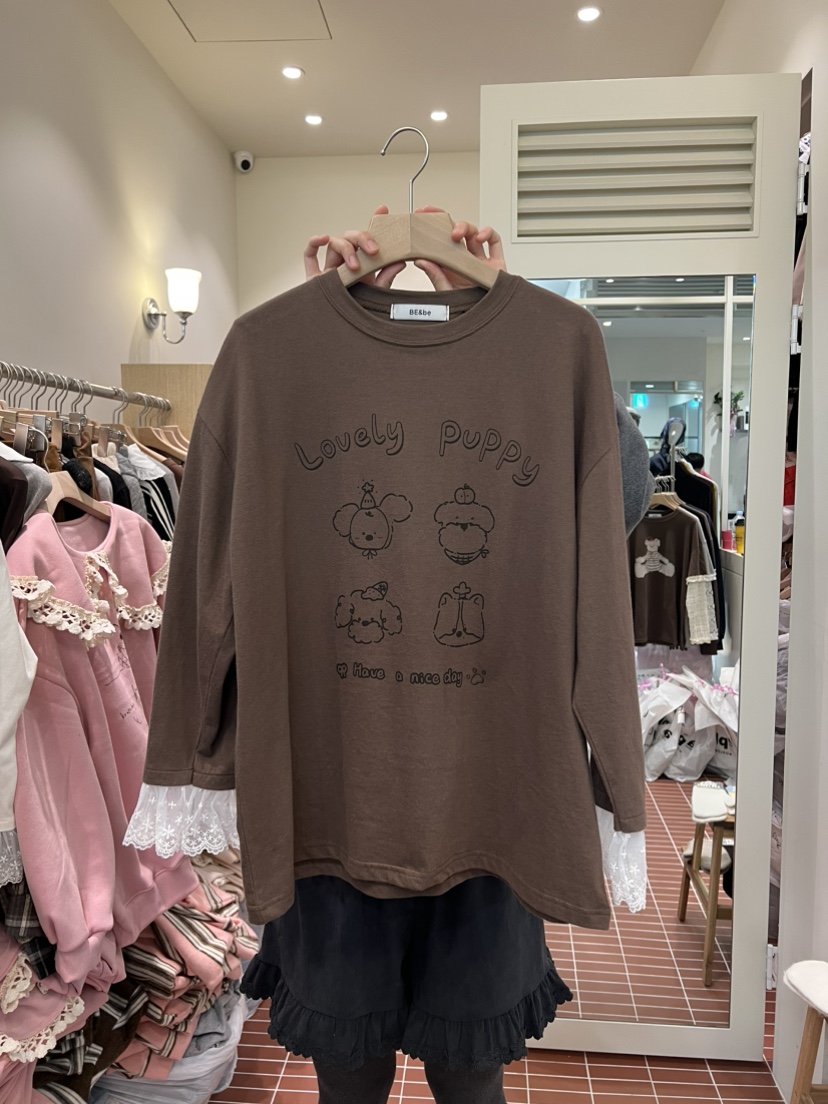 BE&amp;BE韓國代購㊣女裝新款25秋冬推薦真品職業休閑長袖T恤BE&be長袖T恤圖色2