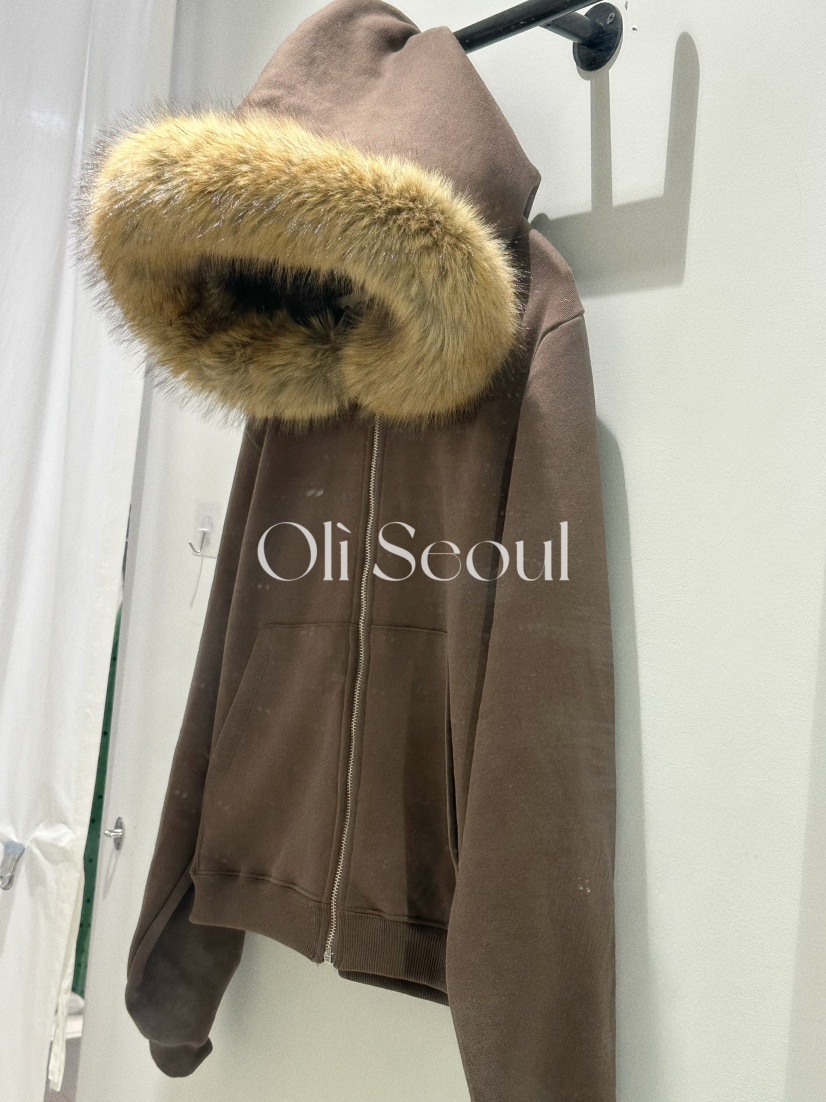 OLI SEOUL韓國代購㊣女裝新品時尚熱賣真品夾克連帽衫浣熊OLI SEOUL夾克圖色3