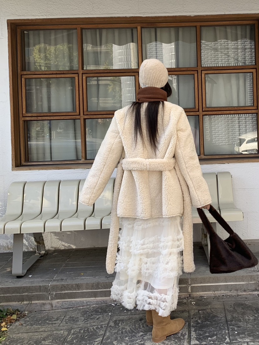 LIKEVAM韓國代購㊣女裝新款人氣休閑推薦真品25秋冬夾克含腰帶LIKEVAM夾克