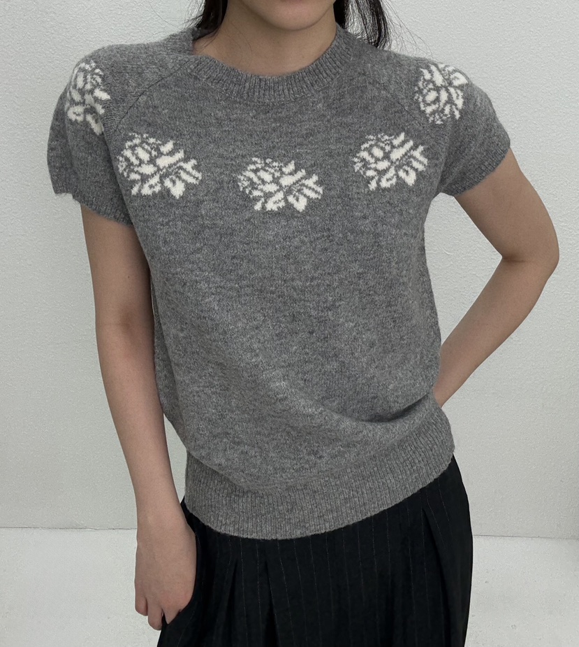 JMIND韓國代購㊣女裝新品25秋冬推薦休閑熱賣人氣職業毛衣花朵JMIND毛衣圖色1