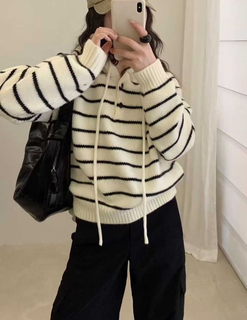 OLA韓國代購㊣女士新款人氣熱賣時尚推薦休閑職業針織衫連帽衫mellor/OLA針織衫