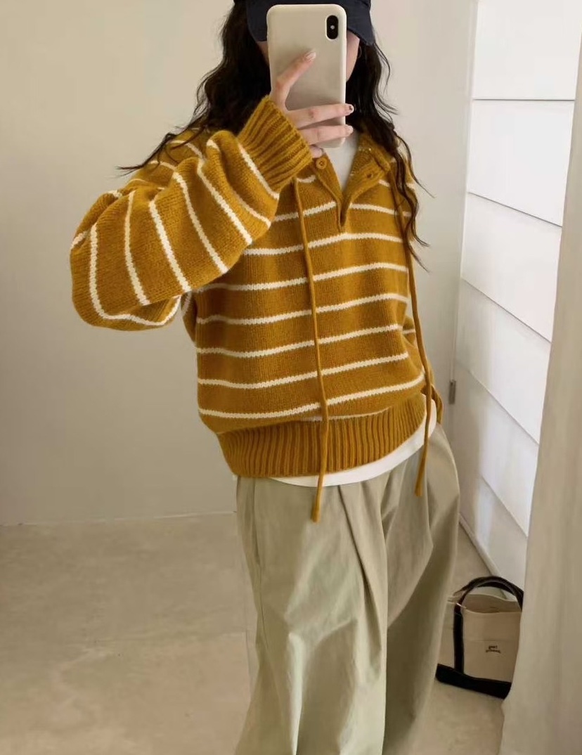 OLA韓國代購㊣女士新款人氣熱賣時尚推薦休閑職業針織衫連帽衫mellor/OLA針織衫