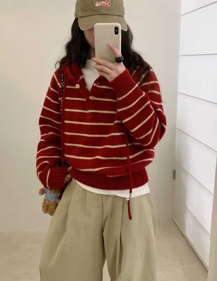 OLA韓國代購㊣女士新款人氣熱賣時尚推薦休閑職業針織衫連帽衫mellor/OLA針織衫