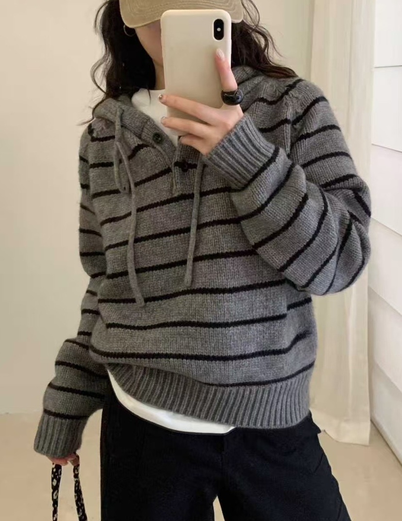 OLA韓國代購㊣女士新款人氣熱賣時尚推薦休閑職業針織衫連帽衫mellor/OLA針織衫